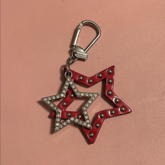 Coach Red and Silver Star Keychain - Picture 1 of 1